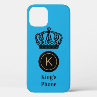 King's Phone Blue Background Personalised Monogram iPhone 12 Case