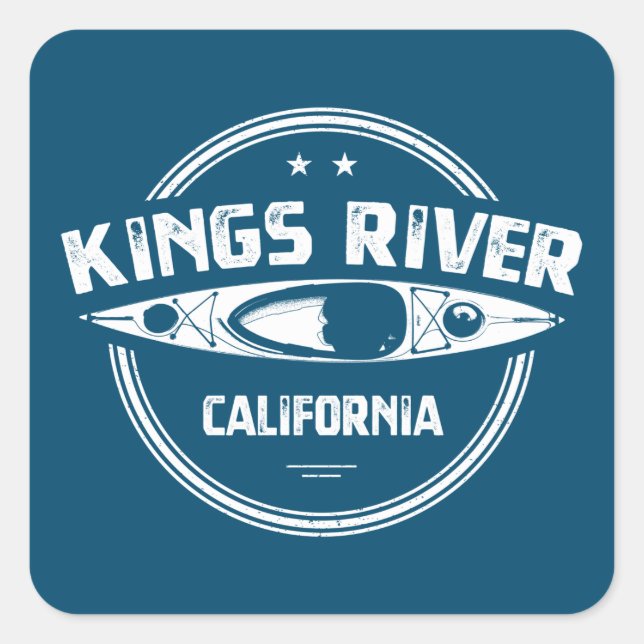 Kings River California Kayaking Square Sticker (Front)