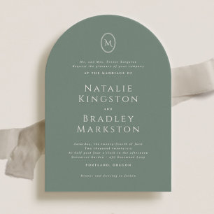Kingston Elegant Monogram Typography Wedding Invitation
