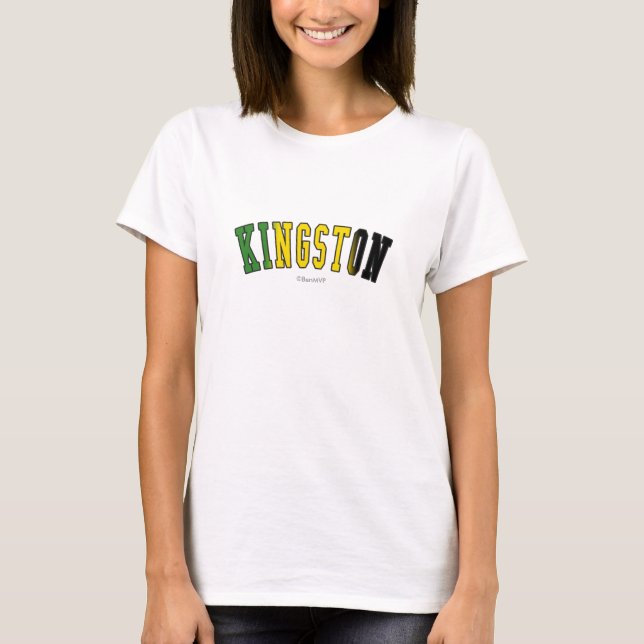 Kingston in Jamaica national flag colours T-Shirt (Front)