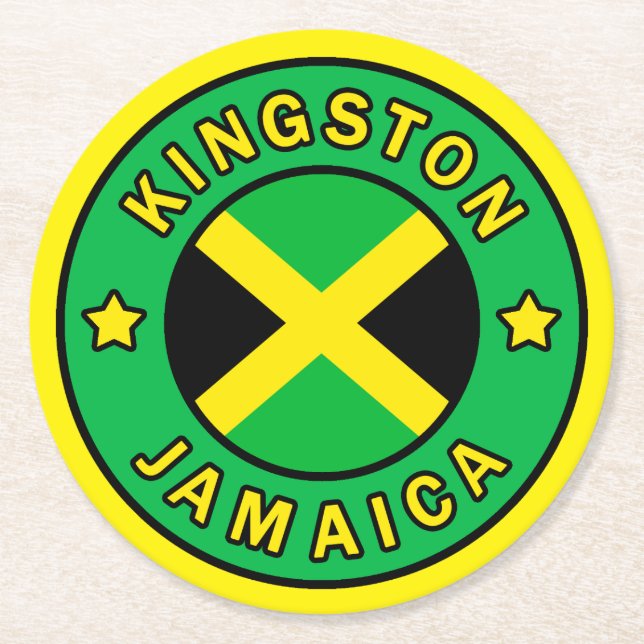 Kingston Jamaica Round Paper Coaster (Front)
