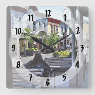 Kingston NY - Relaxing on N Front St Square Wall Clock