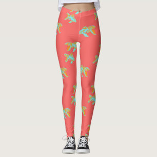 Kingyo Goldfish Light Blue and Orange Leggings