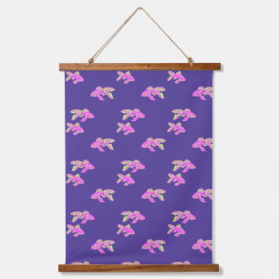 Kingyo Goldfish Light Pink and Green Hanging Tapestry
