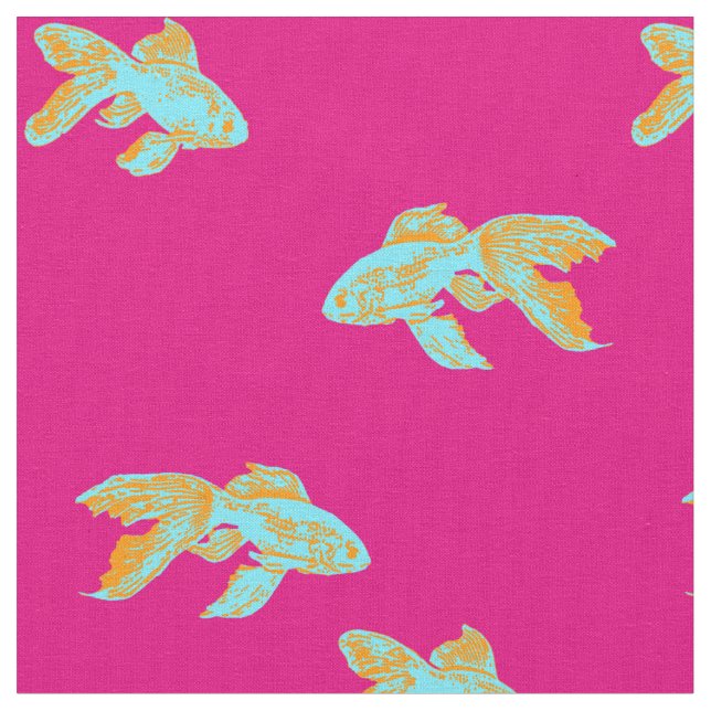 kingyo pattern blue fabric (Close Up)