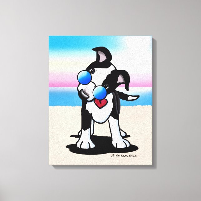 KiniArt Australian Cattle Dog Beach Canvas Print (Front)