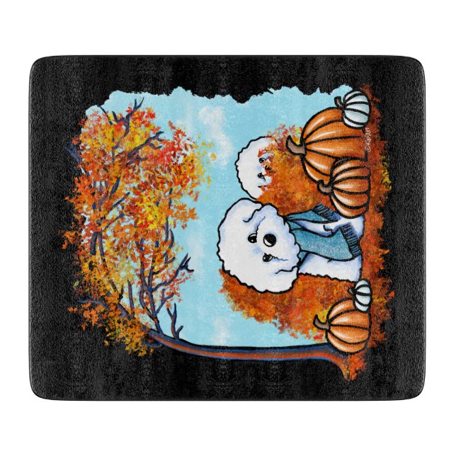 KiniArt Autumn Bichon Frise Cutting Board (Front)