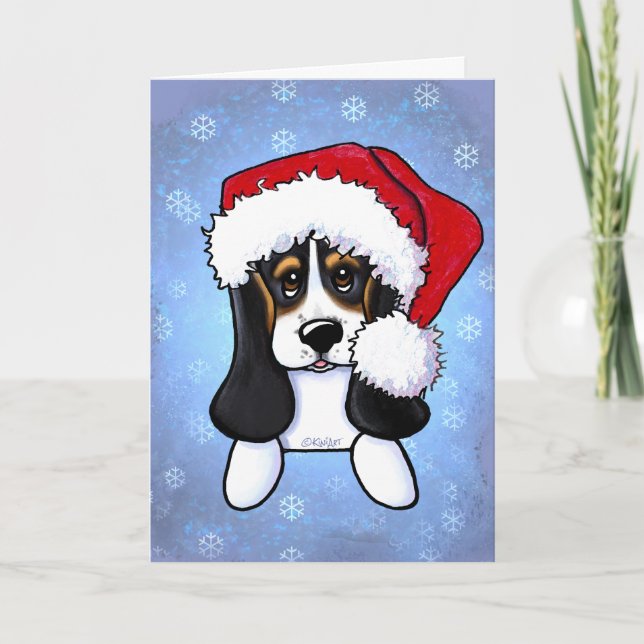 KiniArt Basset Hound Christmas Card (Front)
