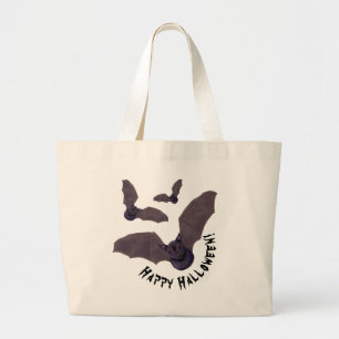 KiniArt Bats Halloween Large Tote Bag