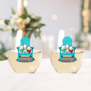 KiniArt Beach Westie Trio Stemless Wine Glass