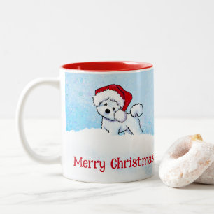 KiniArt Bichon Frise Christmas Two-Tone Coffee Mug