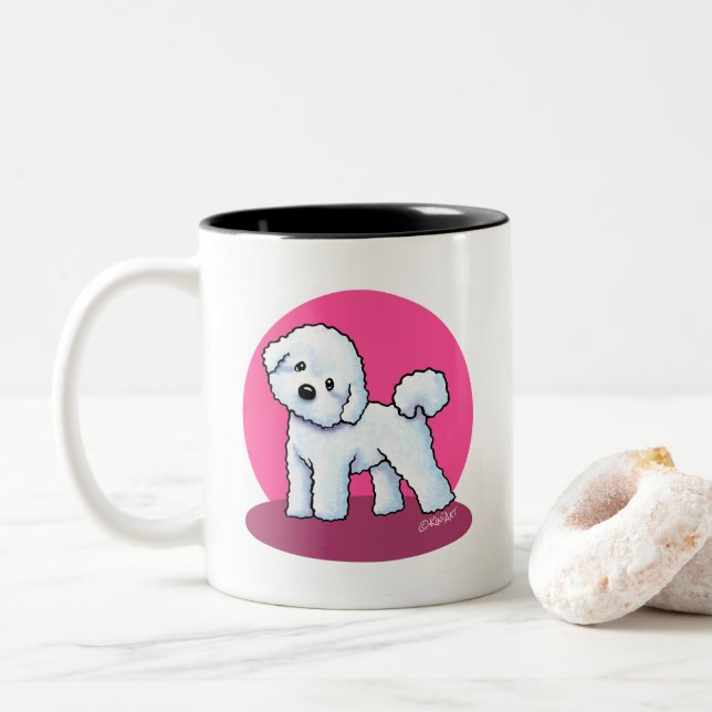 KiniArt Bichon Frise Two-Tone Coffee Mug (With Donut)