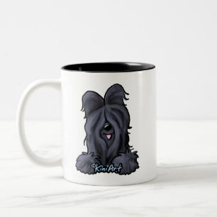 KiniArt Black Briard  Two-Tone Coffee Mug