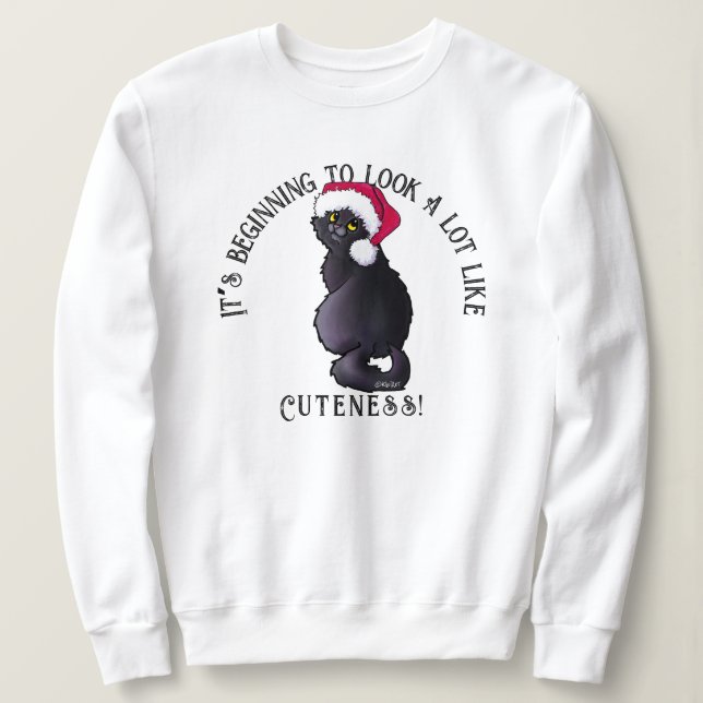 KiniArt Black Cat Christmas Sweatshirt (Design Front)