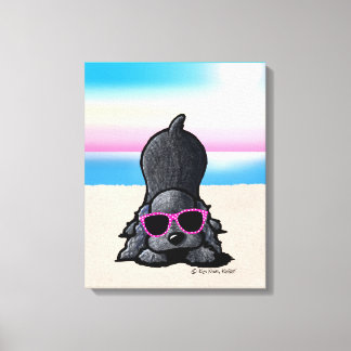 KiniArt Black Cocker Spaniel Dog Beach Canvas Print