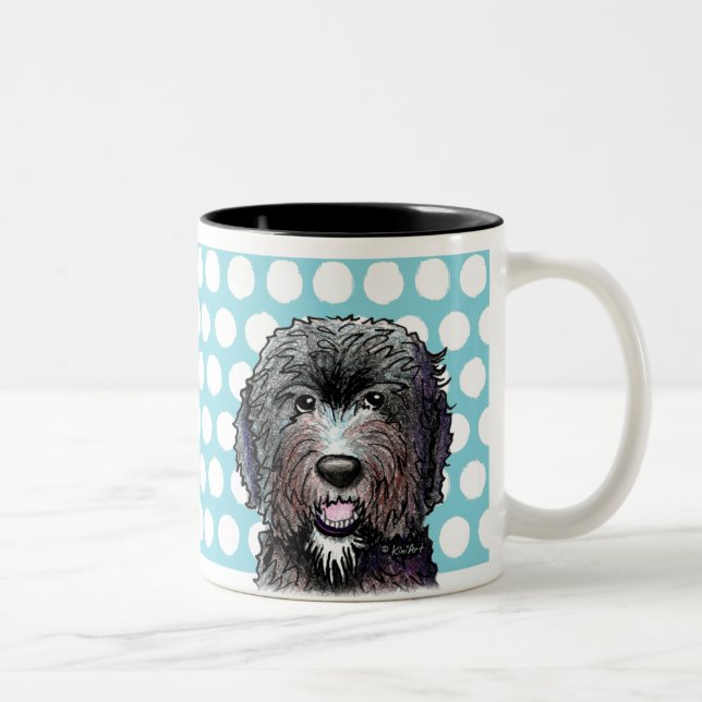 KiniArt Black Doodle Two-Tone Coffee Mug (Right)