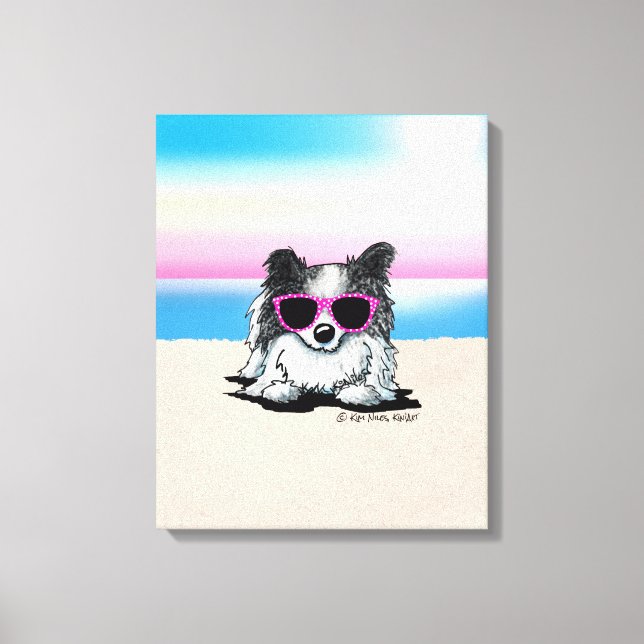 KiniArt Blue Merle Pomeranian Beach Canvas Print (Front)