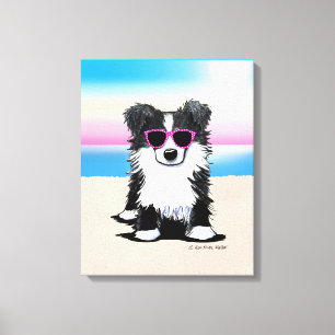 KiniArt Border Collie Dog Beach Canvas Print