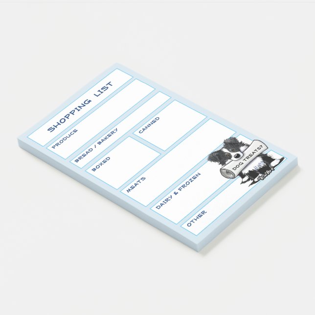 KiniArt Border Collie Grocery List Post-it Notes (Angled)