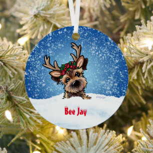 KiniArt Border Terrier Christmas Metal Tree Decoration