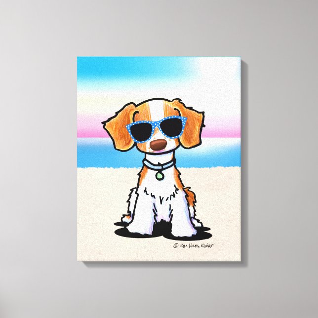 KiniArt Brittany Dog Beach Canvas Print (Front)