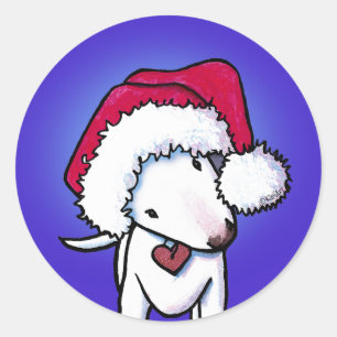 KiniArt Bull Terrier Christmas Classic Round Stick Classic Round Sticker