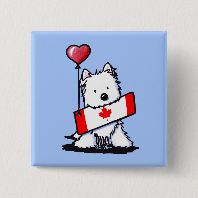 KiniArt Canadian Westie 15 Cm Square Badge (Front)