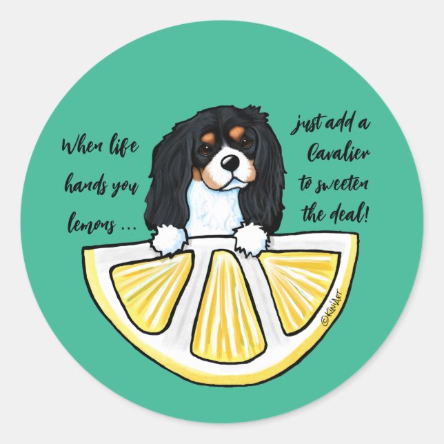 KiniArt Cavalier Life Lemons Classic Round Sticker (Front)