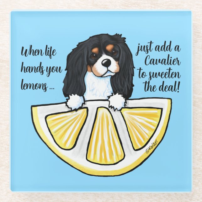 KiniArt Cavalier Life Lemons Glass Coaster (Front)