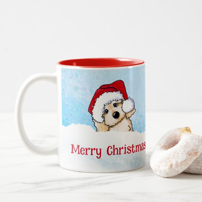KiniArt Cavapoo Christmas Two-Tone Coffee Mug (With Donut)