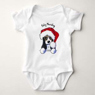 KiniArt Christmas Basset Baby Bodysuit