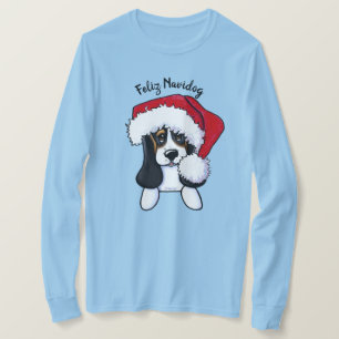KiniArt Christmas Basset Hound T-Shirt
