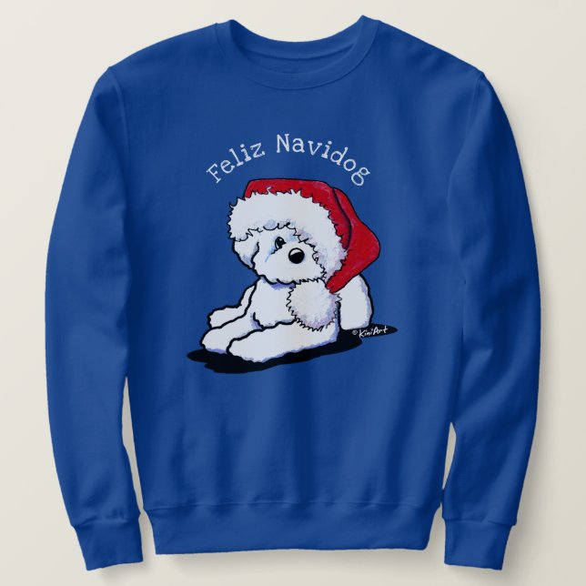KiniArt Christmas Bichon Frise Sweatshirt (Design Front)