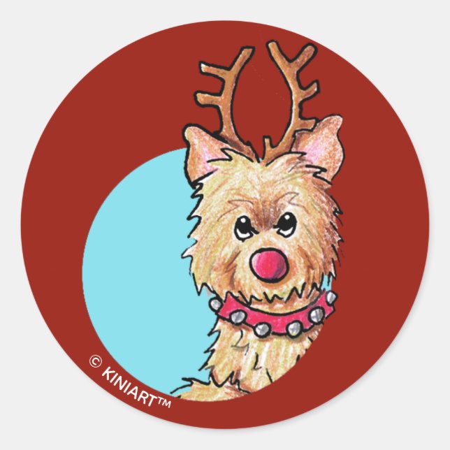 KiniArt Christmas Cairn Reindeer Classic Round Sticker (Front)