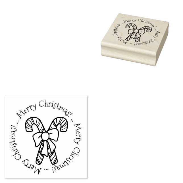 KiniArt Christmas Candy Canes Rubber Stamp (Stamped)
