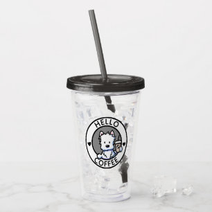 KiniArt Coffee Lover Westie Acrylic Tumbler
