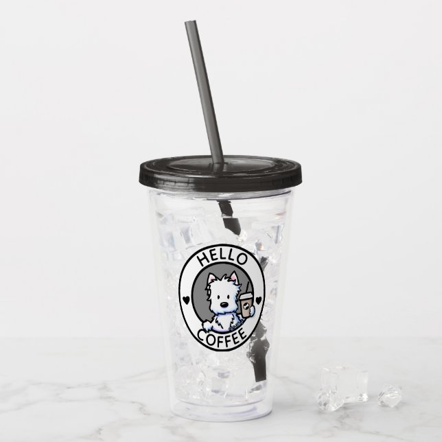 KiniArt Coffee Lover Westie Acrylic Tumbler (Front Ice)