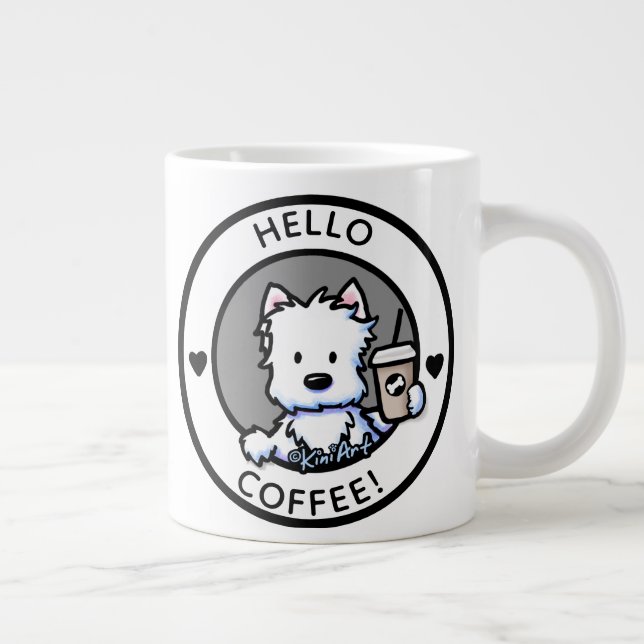 KiniArt Coffee Westie Large Coffee Mug (Right)