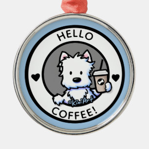 KiniArt Coffee Westie Metal Tree Decoration