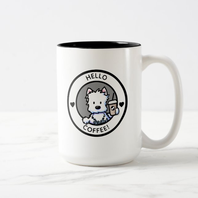 KiniArt Coffee Westie Two-Tone Coffee Mug (Right)