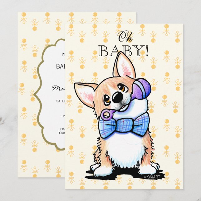 KiniArt Corgi Baby Shower Invitations (Front/Back)