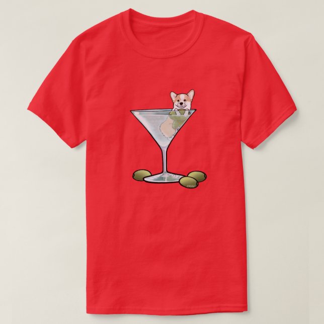 KiniArt Corgi Martini T-Shirt (Design Front)