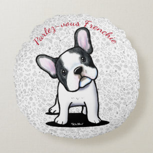 KiniArt Curious French Bulldog Round Pillow