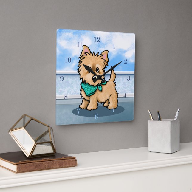 KiniArt Cute Cairn Square Wall Clock (Office)