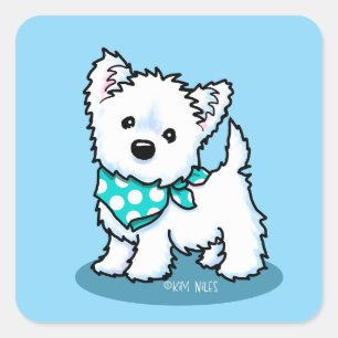 KiniArt Cutieface Westie Square Sticker