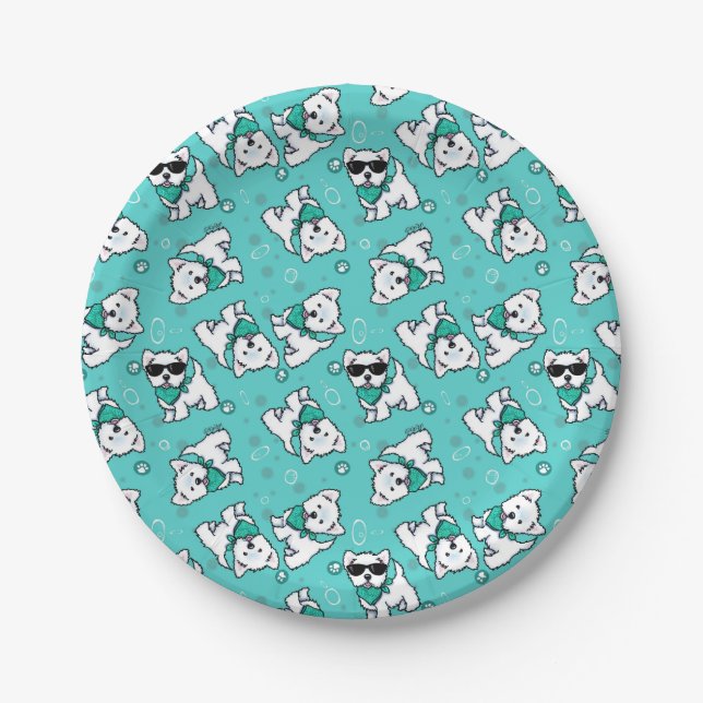 KiniArt Cutieface Westies Paper Plate (Front)