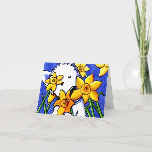 KiniArt Daffodil Westie Card (Front)