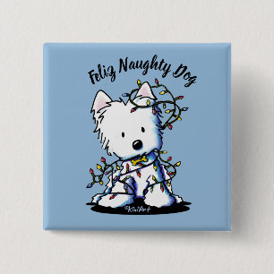 KiniArt Delighted Westie 15 Cm Square Badge