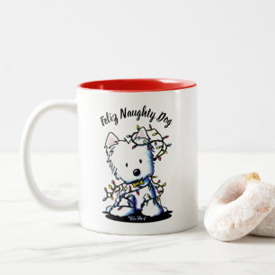 KiniArt Delighted Westie Christmas Two-Tone Coffee Mug