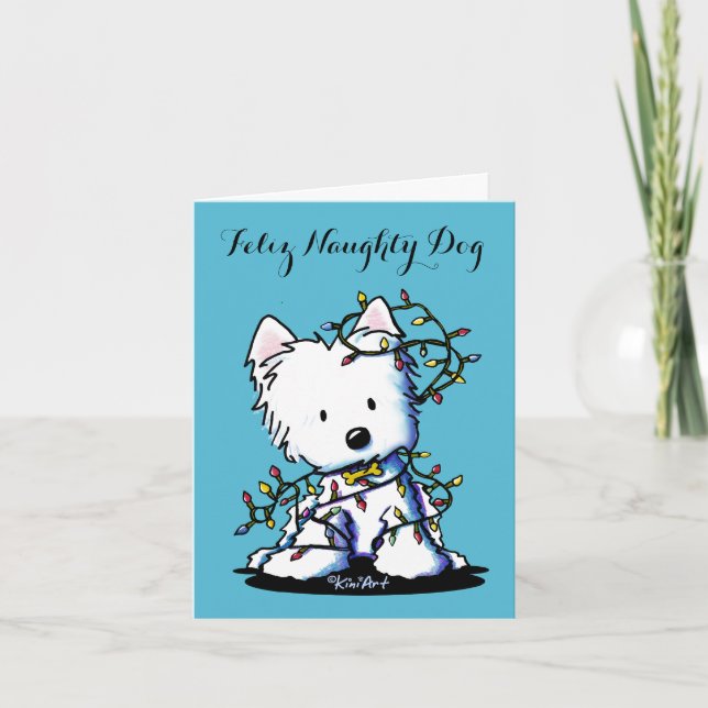 KiniArt Delighted Westie Holiday Card (Front)